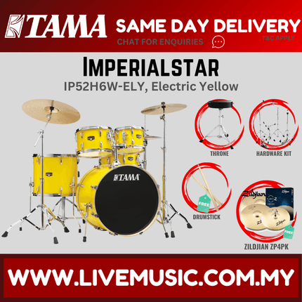 Tama Imperial Star Drum Set with Drum Throne, Imperialstar With Zildjian ZP4PK Cymbal Set ( IP52H6W )