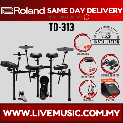 Roland TD-313 Electronic Digital Drum Set w/Accessories ( TD 313 TD313 ) Replace TD-17KV2 TD17KV2