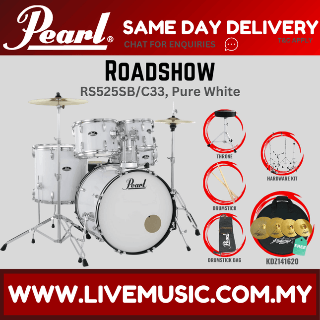 Pearl Roadshow RS525SB/C Drum Set with KDZ141620 Cymbal set, Drum Throne