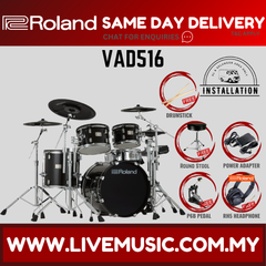 Roland VAD516 electronic drum kit with black drum pads and stand