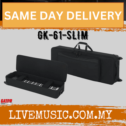 Gator GK-61-SLIM Rigid EPS Foam Lightweight Case w/ Wheels for Slim 61 Note Keyboards (GK61SLIM/GK 61 SLIM)