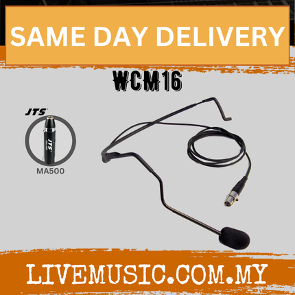Shure WCM16 Hypercardioid Headworn Condenser Microphone With JTS MA500 Phantom Power Adapter (WCM-16 / WCM 16)