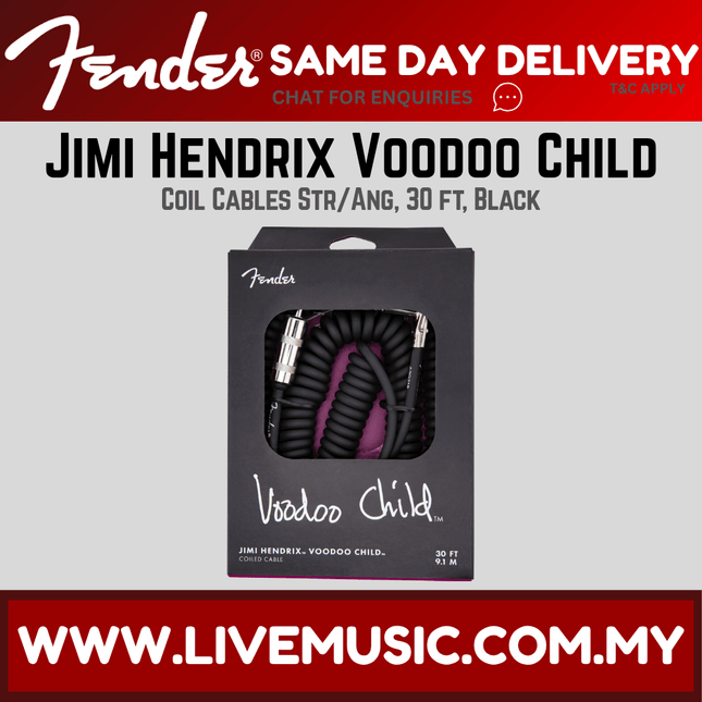 Fender Jimi Hendrix Voodoo Child Guitar Cable, 30ft - Black