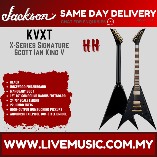 Jackson X Series Signature Scott Ian King V KVXT Electric Guitar, Laurel FB, Gloss Black