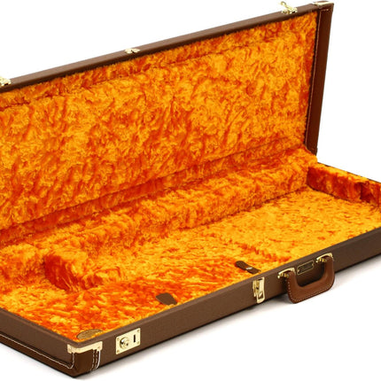 Fender Deluxe Strat/Tele Guitar Case, Brown with Gold Plush Interior