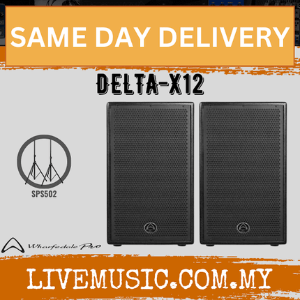 Wharfedale DELTA X12 12" 1600W 2 Way Passive Loudspeaker With Speaker Stand - Each / Pair (DELTAX12 DELTA-X12)