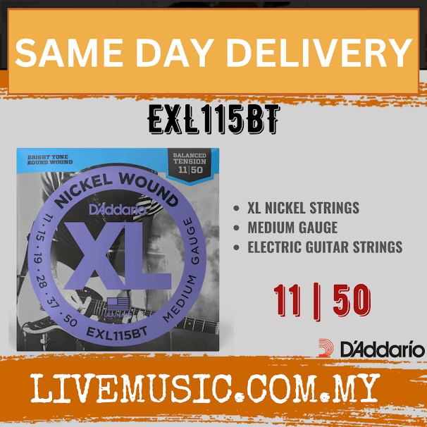 D'addario EXL115BT Xl Nickel Wound Electric Guitar Strings, Balanced Tension Medium, 11-50 Gauge