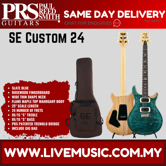 PRS SE Custom 24 Electric Guitar, Slate Blue