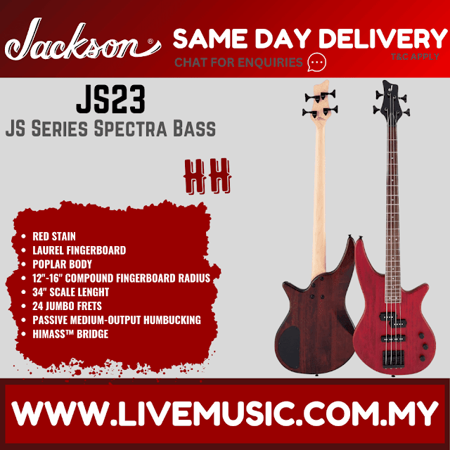 Jackson JS Series JS23 Spectra Bass Guitar, Laurel FB, Red Stain