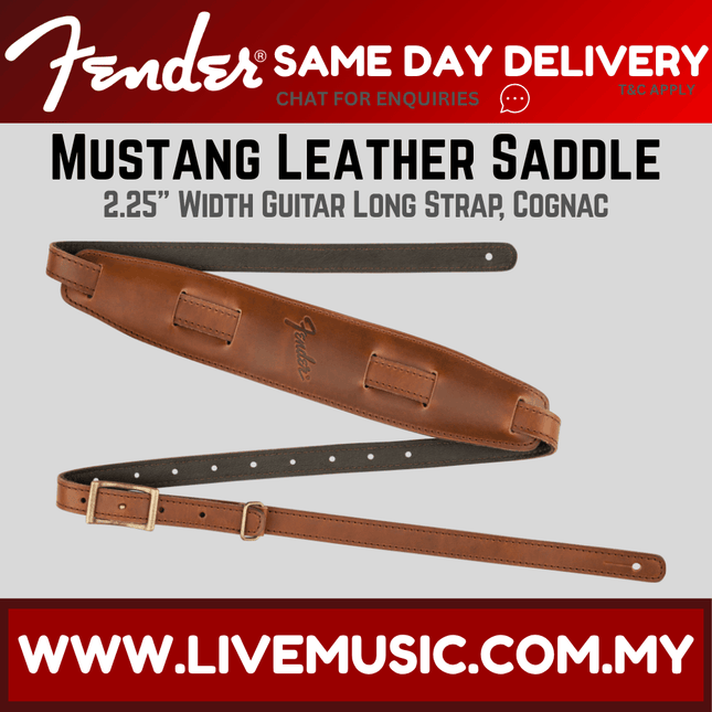 Fender Mustang Saddle Guitar Strap, Long - Cognac
