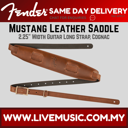 Fender Mustang Saddle Guitar Strap, Long - Cognac