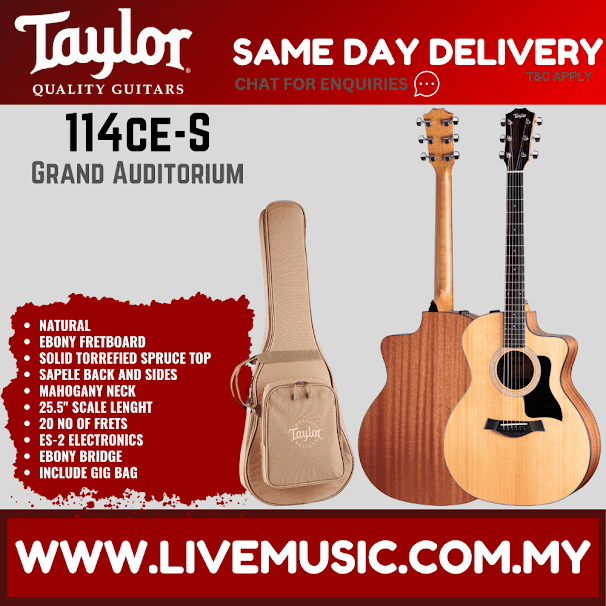 Taylor 114ce-S LTD Acoustic Guitar w/Bag, Natural Sapele