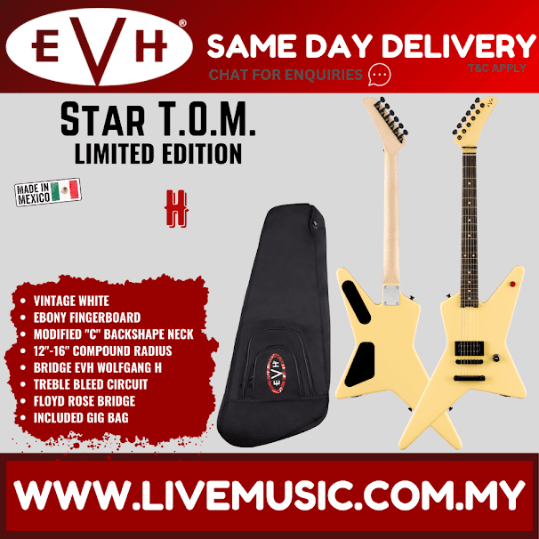 EVH Star TOM Electric Guitar - Silverburst/Vintage White/Stealth Black