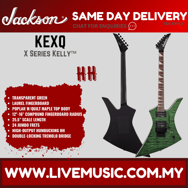 Jackson X Series KEXQ Kelly Electric Guitar, Laurel FB, Transparent Green