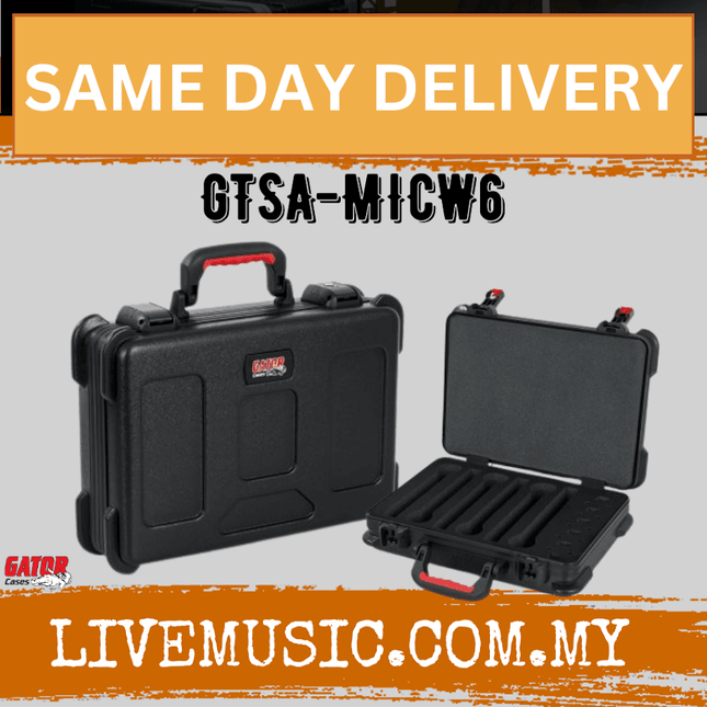 Gator GTSA-MICW6 TSA Series Wireless Microphone Case for 6 Wireless Mics (GTSAMICW6)