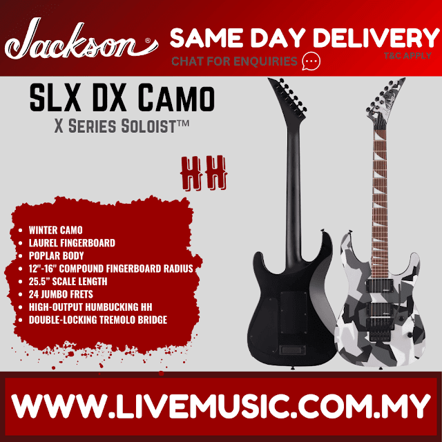 Jackson X Series Soloist SLX DX Camo Electric Guitar, Laurel FB, Winter Camo