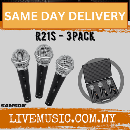 Samson R21s - Cardiod Dynamic Microphone with Switch, 3 Pack (R-21s/R21 s/R21-s)