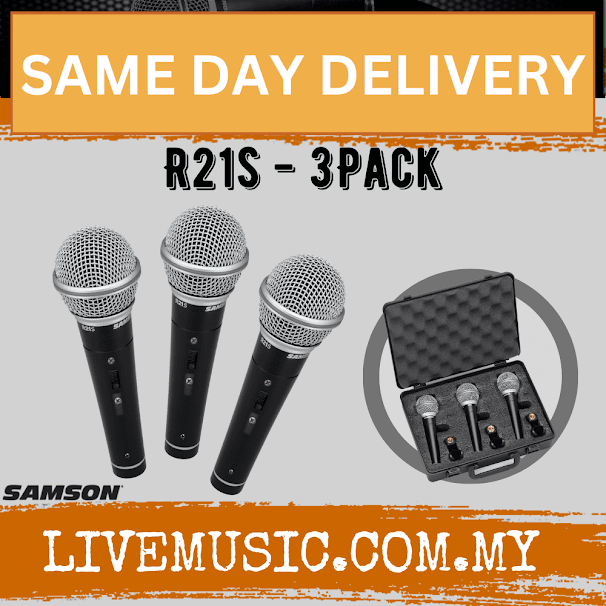 Samson R21s - Cardiod Dynamic Microphone with Switch, 3 Pack (R-21s/R21 s/R21-s)