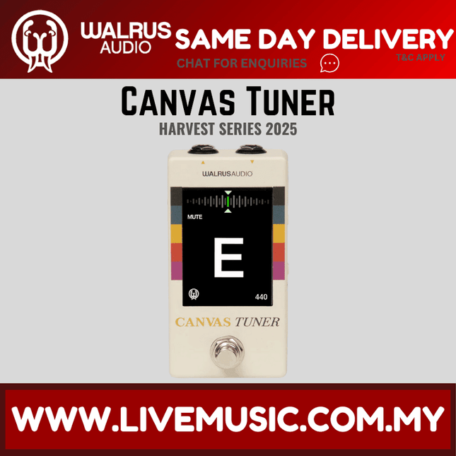 Walrus Audio Canvas tuner guitar effects pedal, beige with footswitch and control knobs