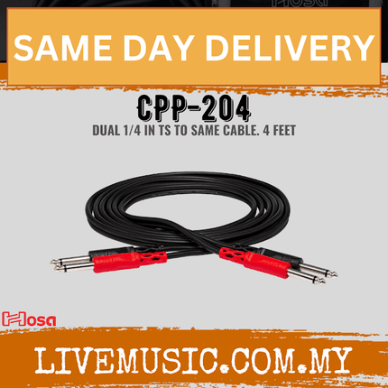 Hosa CPP204 Stereo Interconnect Dual 1/4 in TS to Same, 4m (CPP-204/CPP 204)