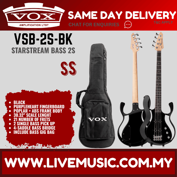 VOX VSB-2S-BK Starstream Bass 2S Electric Base - Black ( VSB2S / VSB2S BK )