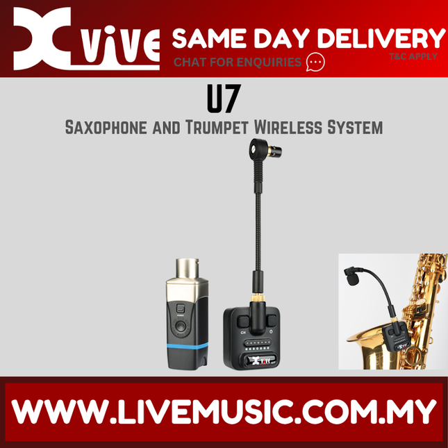 Xvive U7 Supercardoid Microphone Wireless System For Saxophone and Trumplet - With Travel Hard Case ( U 7 U-7 )