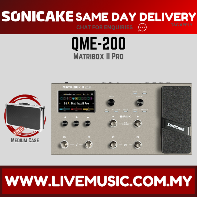 Sonicake QME-200 Matribox II Pro Multi Effects Processor Pedal w/Hardcase ( QME 200 QME200 )