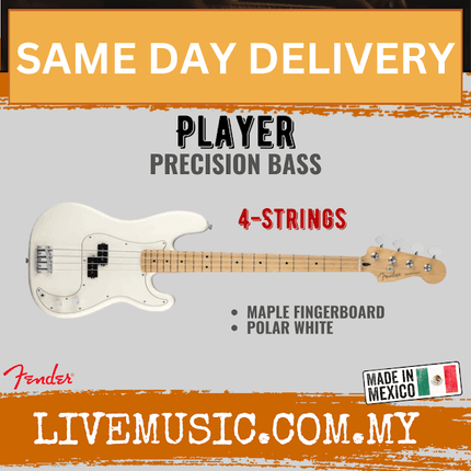 Fender Player Precision Bass Electric Guitar, Maple Fretboard - Polar White