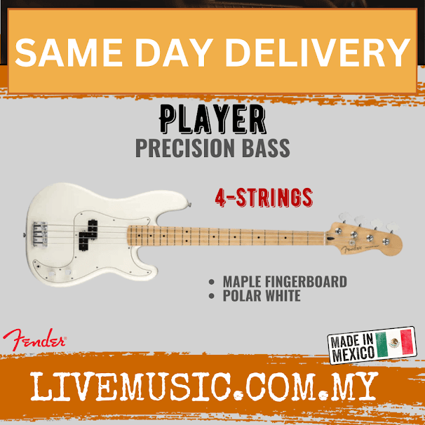 Fender Player Precision Bass Electric Guitar, Maple Fretboard - Polar White