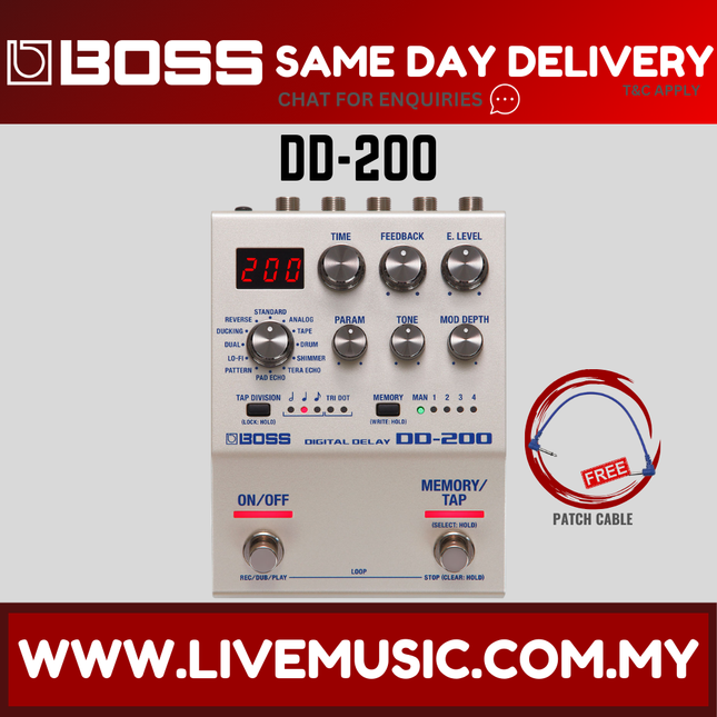 Boss DD-200 Digital Delay Pedal (DD200 DD 200)