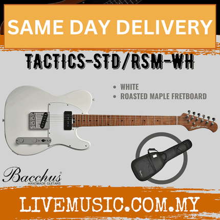Bacchus TACTICS-STD/RSM Electric Guitar, White ( TACTICSSTDRSM TACTICS STD RSM )