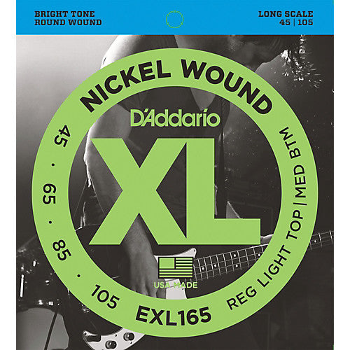 D'Addario EXL165 - Nickel Wound Bass Strings, Custom Light, Long Scale (45-105)(DAddario)