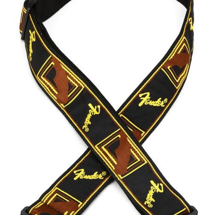 Fender Quickgrip Monogram Guitar Strap - Black/Yellow/Brown