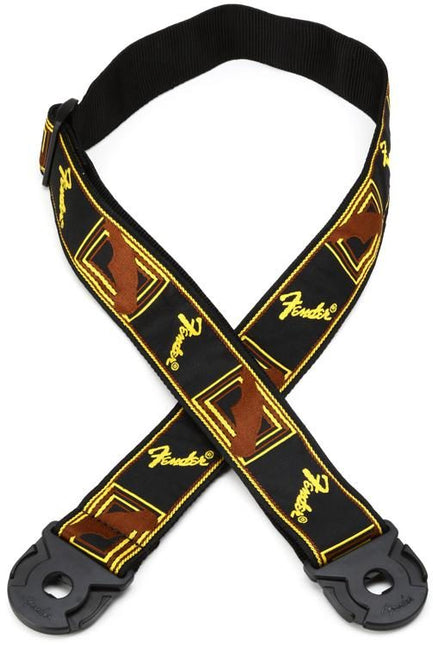 Fender Quickgrip Monogram Guitar Strap - Black/Yellow/Brown