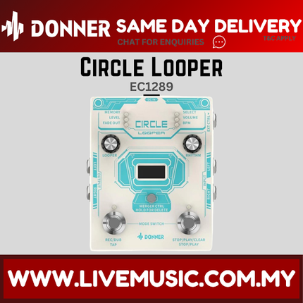 Donner Circle Looper Guitar Pedal with Drum Machine Time Display