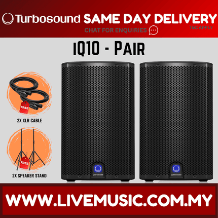 Turbosound iQ10 2500-Watt 10" Powered Speaker w/Wireless Mic, Speaker Stand And Cable - Pair ( iQ-10 / iQ 10 )