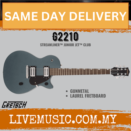 Gretsch G2210 Streamliner Junior Jet Club Electric Guitar, Laurel FB, Gunmetal
