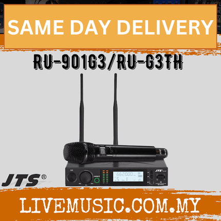 JTS RU-901G3/RU-G3TH UHF PLL single channel true diversity receiver with handheld transmitter
