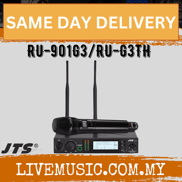JTS RU-901G3/RU-G3TH UHF PLL single channel true diversity receiver with handheld transmitter