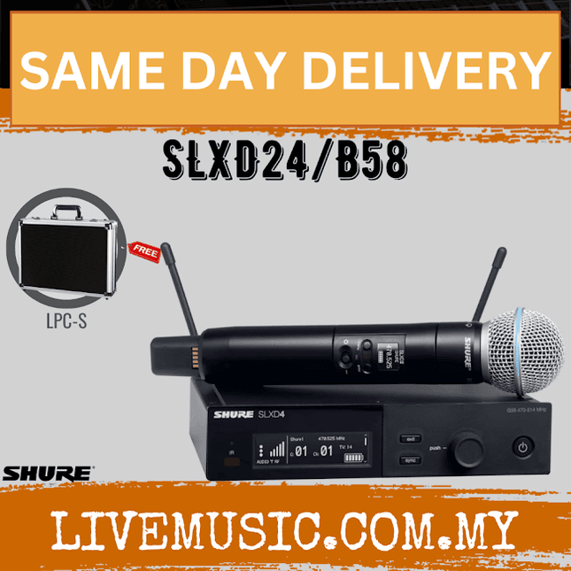 Shure SLXD24/B58 Wireless System with Beta 58A Handheld Transmitter ( SLXD SLXD24-B58 / SLXD24B58 )