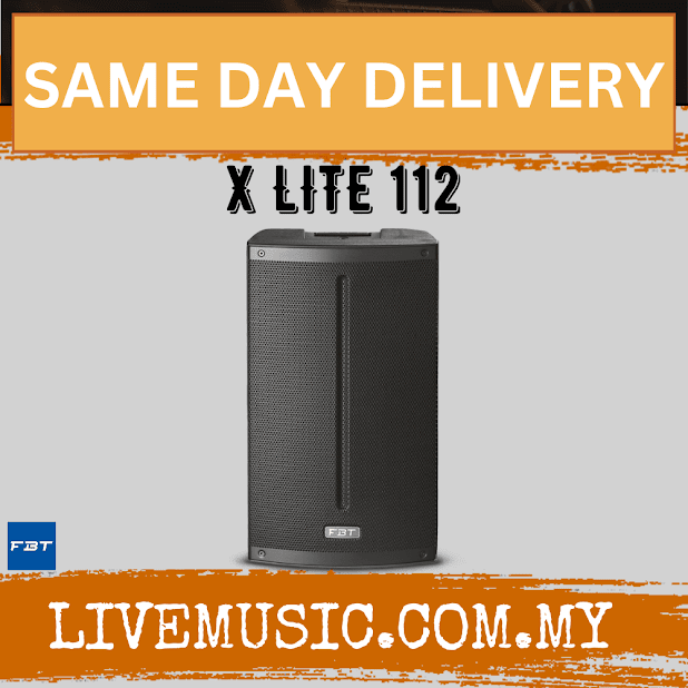 Black passive PA speaker cabinet with front grille and vertical port