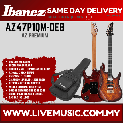 Ibanez Premium AZ47P1QM-DEB Electric Guitar w/Case, Dragon Eye Burst ( AZ47P1QM DEB/ AZ47P1QMDEB )