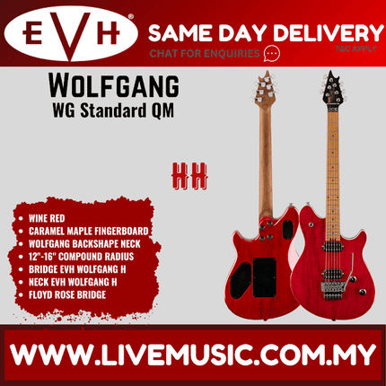 EVH Wolfgang WG Standard Electric Guitar, Baked Maple FB, Wine Red