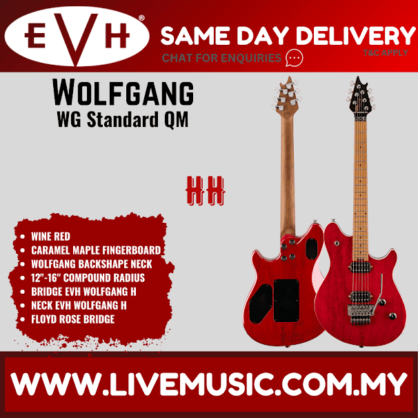 EVH Wolfgang WG Standard Electric Guitar, Baked Maple FB, Wine Red