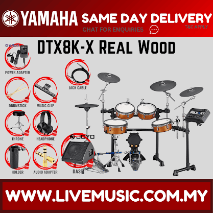 Yamaha DTX8K-X Electronic Drum Set With Amplifier And Drum Throne - Real Wood ( DTX8 / DTX8K / DTX8KX )