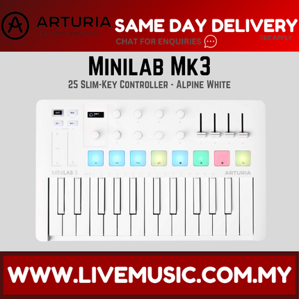 Arturia Minilab 3 25-Key Midi Controller - Alpine White (Minilab MK3 / Minilab3)