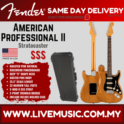 Fender American Professional II Stratocaster Electric Guitar, Rosewood Fretboard - Roasted Pine