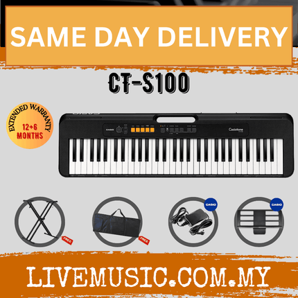 Casio CT-S100 61-Keys Casiotone Keyboard with Keyboard Stand, Piano Bench and stand (CTS100/CT S100)