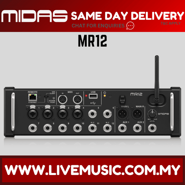 Midas MR12 12-channel Tablet-controlled Digital Mixer ( MR-12 / MR 12 )