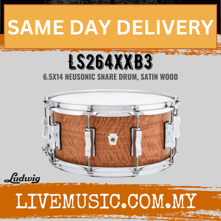 Ludwig LS264XXB3 6.5x14inch Neusonic Snare Drum, Satin Wood